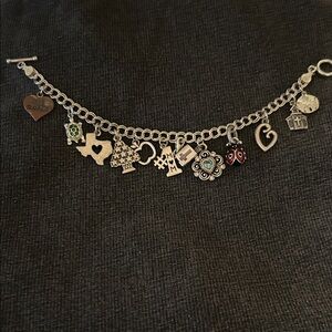 Charming Silver Bracelet with Colorful Charms
